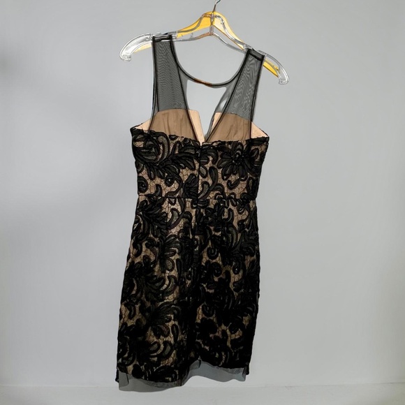 BCBGMaxAzria Black Floral Embroidered Illusion Sheath Dress Size 2 - Picture 3 of 12